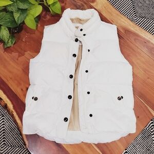 Vintage Y2K Gap Puffer Vest In White/Beige